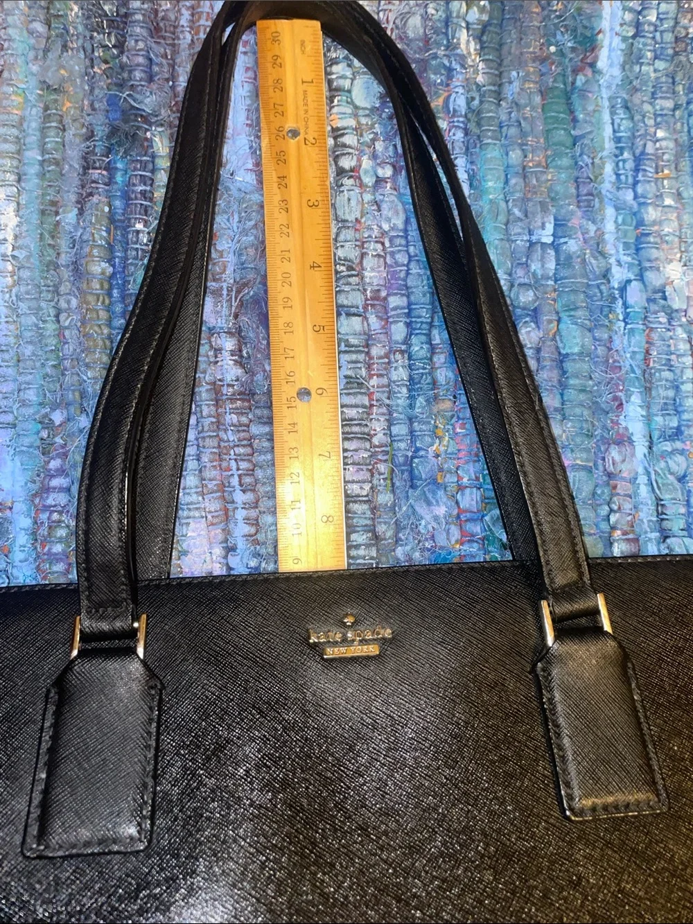 kate spade Black Saffiano Satchel with Gold Logo